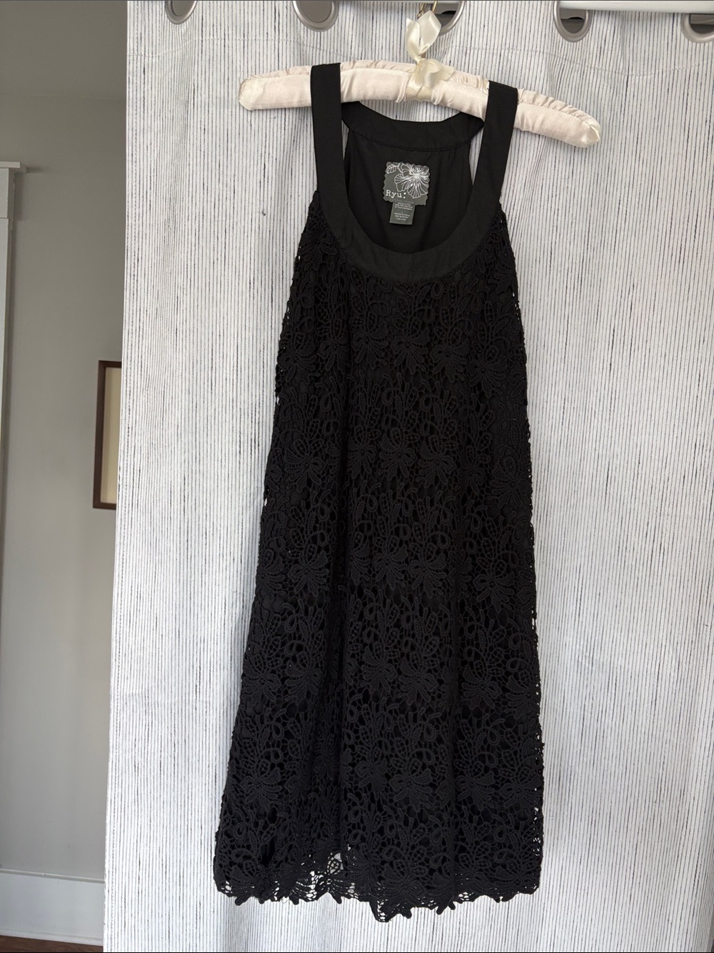 Ryu Black Floral Lace Tank Dress